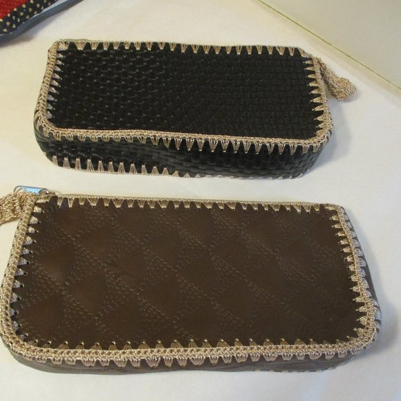 Lot of 2 Handmade Brown Ladies or Mens Pouches Make-up Cases Wallet - Picture 2 of 9